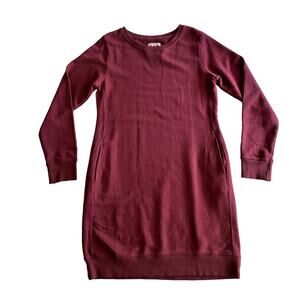 Pact Downtime Organic Cotton Crewneck Pockets Raisin Berry Sweatshirt Dress M
